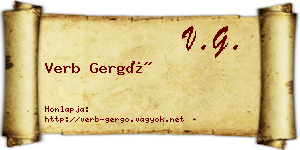 Verb Gergő névjegykártya